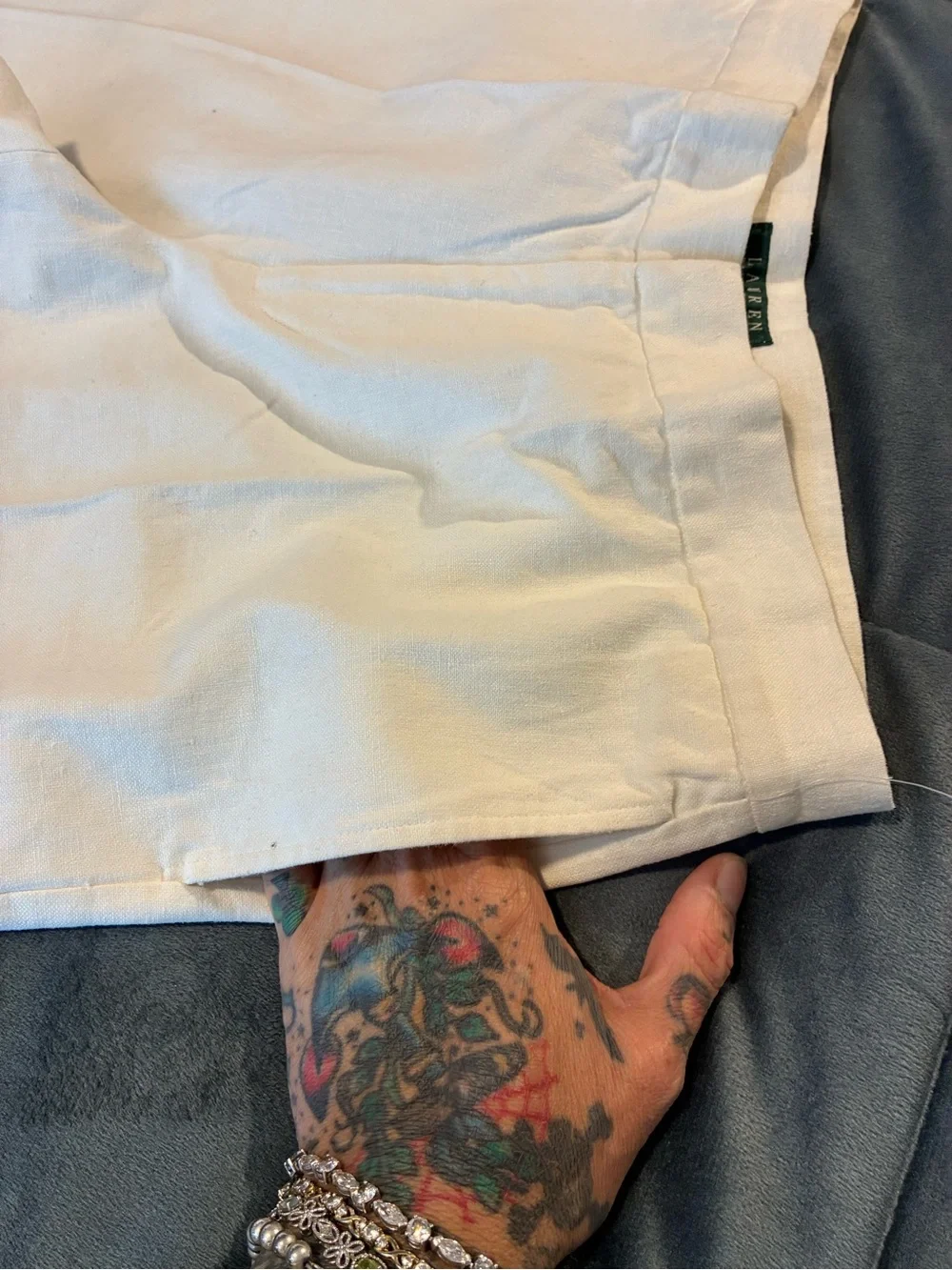 VTG Lauren Ralph Lauren Colonial Cream 8 Linen Cotton Blend WIDE Leg Slacks